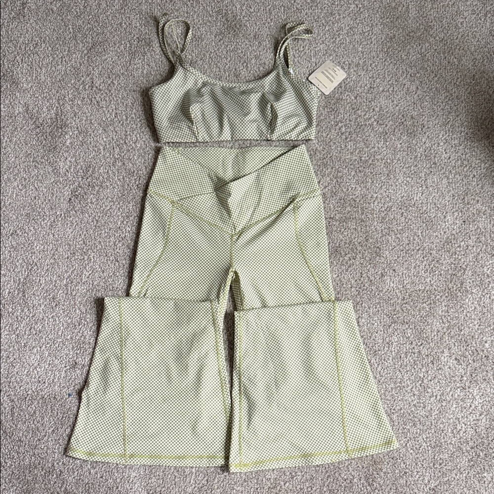 SOLD Brand New Fabletics Green checker Two-Piece Set